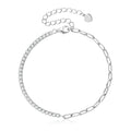 Lnngy 2mm Moissanite Bracelet Korean Ins 925 Sterling Silver Paper Clip Chain Adjustable Bracelets For Women Simple Hand Jewerly