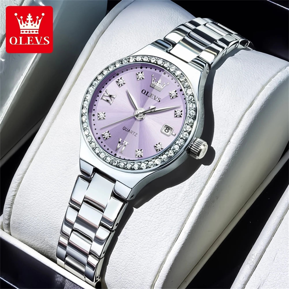 OLEVS 2026 New Women's Wristwatch Elegant Luxury Quartz Watch For Women Fashion Waterproof Watches Stainless Steel Ladies Clock