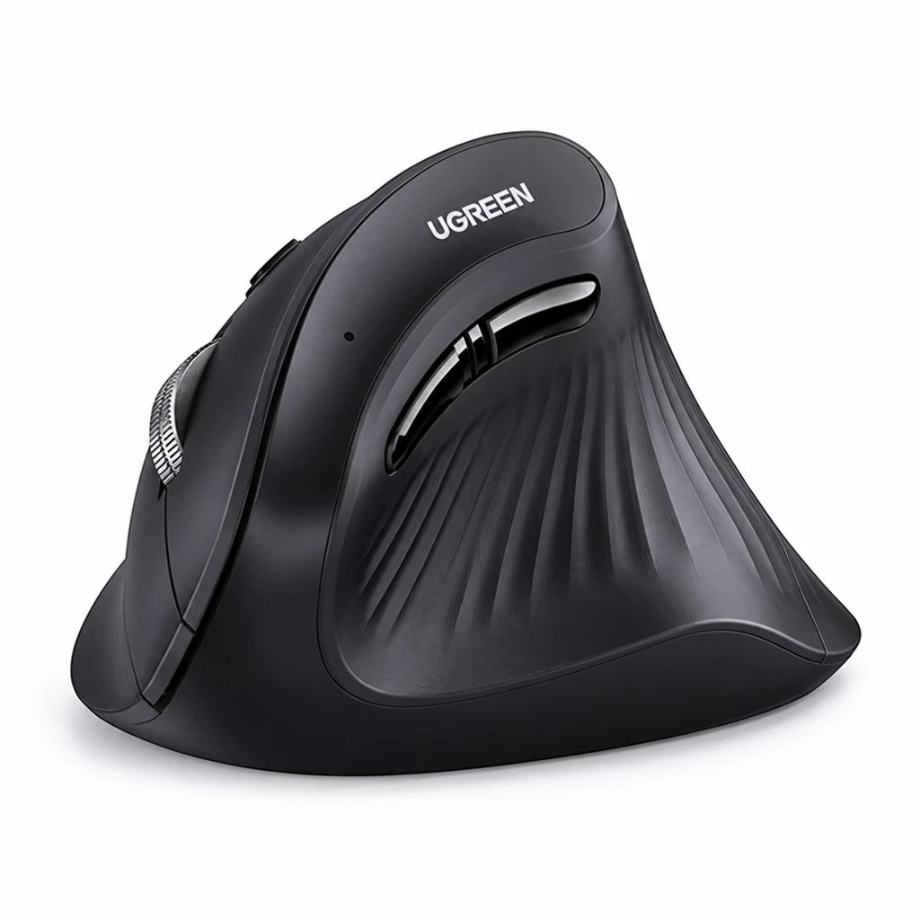 My Store UGREEN ergonomic wireless vertical mouse in matte black with a contoured design for wrist comfort