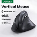My Store UGREEN ergonomic wireless vertical mouse in matte black with silent clicking and dual-mode connectivity.